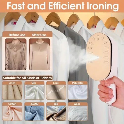 addigoes Portable Mini Iron &amp; Steamer: 2-in-1 All-in-One Garment Wrinkle Eraser for Travel &amp; Home Use（White）
