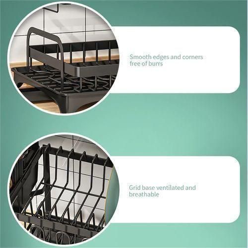 2 Layers Stainless Steel Dish Drainer &amp; Plates Rack
