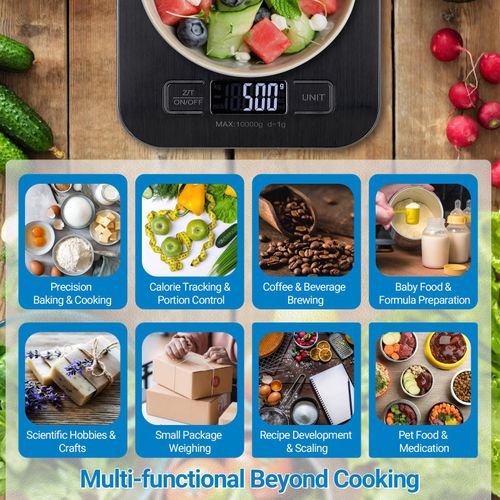 Inkbird Food Scale Digital Kitchen Scale Stainless Steel Platform Backlit LCD