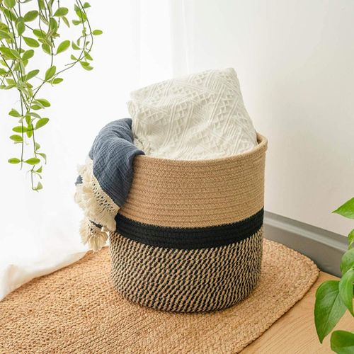 Storage Basket Flower Pot Cover Modern Home Decor Black