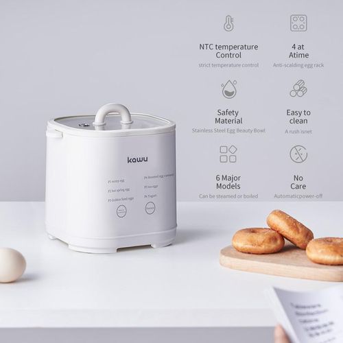 Kawu Electric 4 Egg Cooker, Egg Boiler with Egg Stand, with Clear Lid