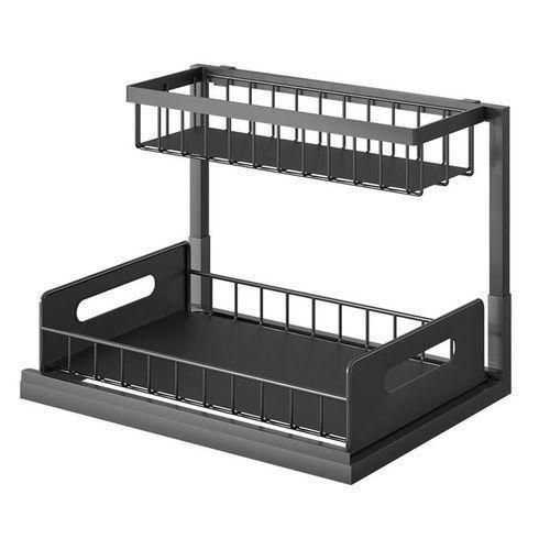 Kitchen Shelf, Spice Rack, Multi-Tier Storage Shelf, Sink Storage Basket - Black