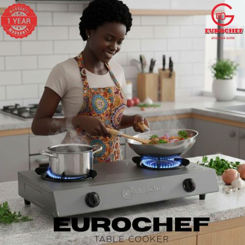 Eurochef ST-HEAVY02 Heavy Duty Gas Cooker with Cast Iron Burners, Stainless Steel Panel &amp; Auto Ignition