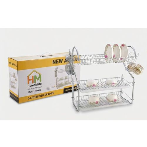 Homemate 20 Inch 3 - Layer Dish Drain Rack Stainless Steel Utensil &amp; Kitchen Tools Storage Organizer Drying Rack for Sink Counter Space Saving &amp; Rust-Resistant