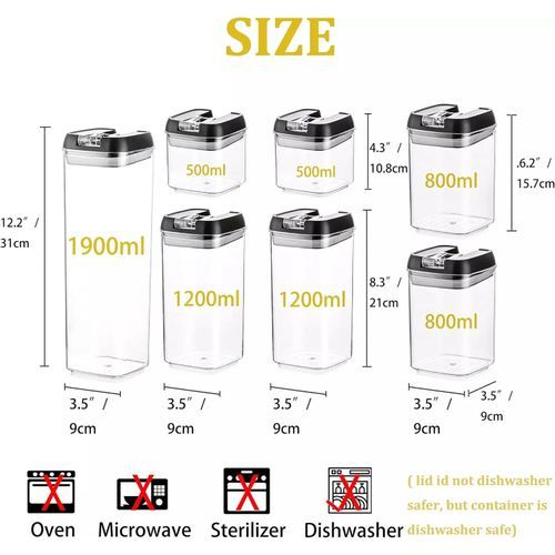 7 PCS Boîte Alimentaire Scellée, Pot De Stockage De Céréales Et De Produits Secs, Conteneur De Cuisine, Boîte De Rangement
