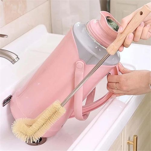 3PCS Bottle Cleaning Brush Set,  Long Wooden Handle Natural Bristle Water Bottle Cleaning Brush for Water Bottle, Cup, Teapot, Baby Bottle, Pot(S&amp;M&amp;L)