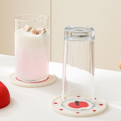 General 5pcs Red Apple-Shaped Non-Slip Silicone Coasters - Heat-Resistant Cute Household Drink Coaster Pads