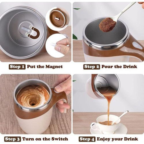 Automatic Magnetic Stirring Coffee Cup, 380ml Auto Self Stirring Coffee Mug Stainless Steel Cup Electric Smart Mug, Rotating Office Travel Mixing Cup for Hot Chocolate Cocoa Milk Latte Tea, MULTICOLOR
