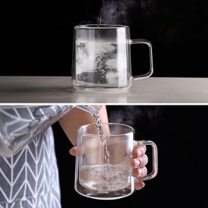 300ml Danny Home Double Wall Clear Glass Coffee & Tea Mug Set (2 Pcs)