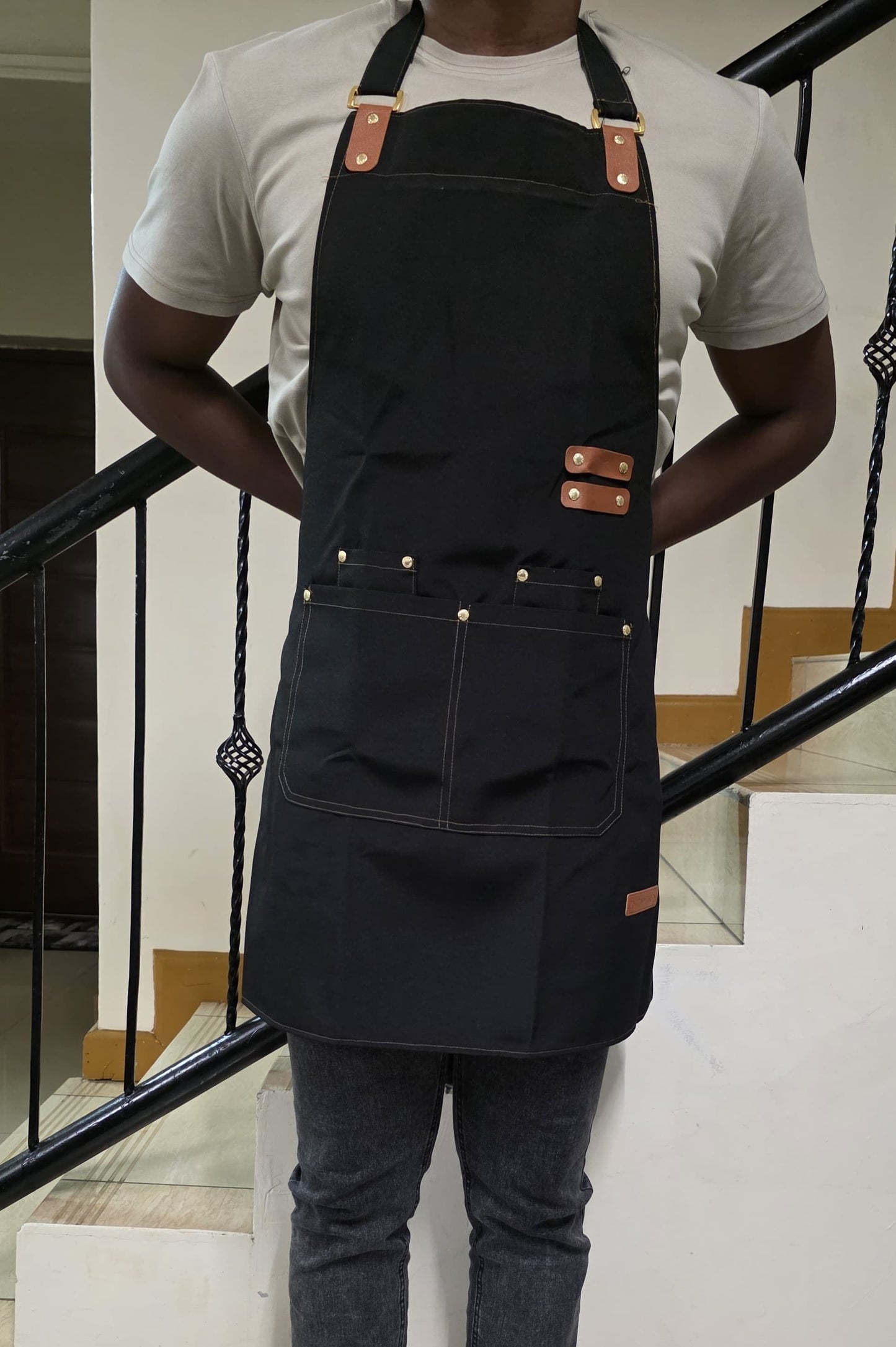 Canvas Cross Back Chef Apron | Adjustable Straps & Large Pockets Kenya