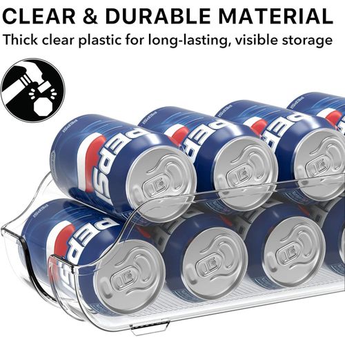 addigoes 2-Pack Soda Can Organizer, Fridge &amp; Pantry Storage Rack - Space-Saving Stackable Organizer for Kitchen, Refrigerator &amp; Freezer (Clear)