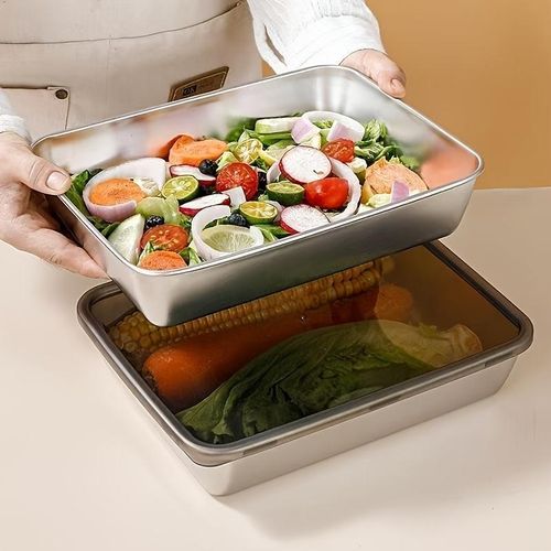3pcs Stainless Steel Food Storage Containers Leak-Proof, Stackable, Space-Saving - Heavy-Duty Stainless Steel Construction, Airtight Lid for Freshness