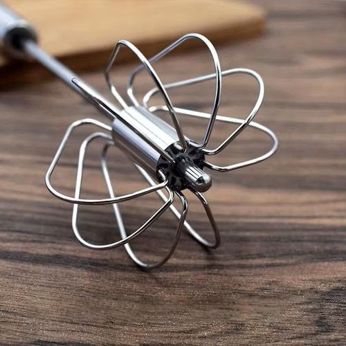 KnMn 32x7 CM Stainless Steel Egg Whisk Hand Push Rotary Whisk Blender Milk Frother Baking Tools