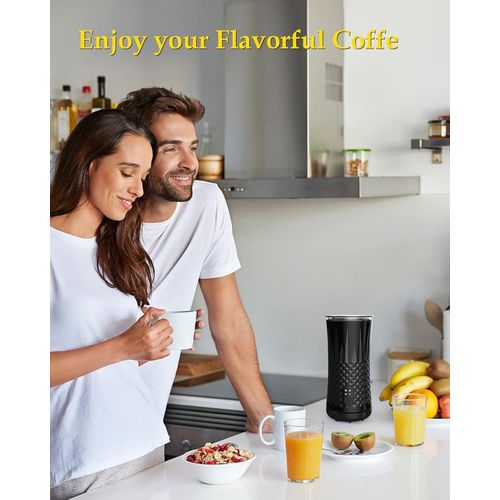 TodyJeyHo Milk Foaming Machine 4 in 1, 400W, 240 ml, Hot and Cold Foaming, Milk Foaming Machine for Milk, Chocolate, Cappuccino, Frappe, Heating Function, Keep Warm and Temperature Control, Stainless Steel, black