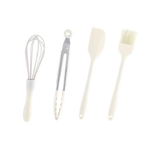 4pcs Mini Kitchen Baking Tools Set - Small Silicone Spatula, Whisk, Brush for Non-Stick Cookware