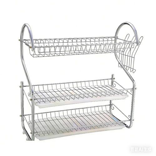 Homemate 20 Inch 3 - Layer Dish Drain Rack Stainless Steel Utensil &amp; Kitchen Tools Storage Organizer Drying Rack for Sink Counter Space Saving &amp; Rust-Resistant