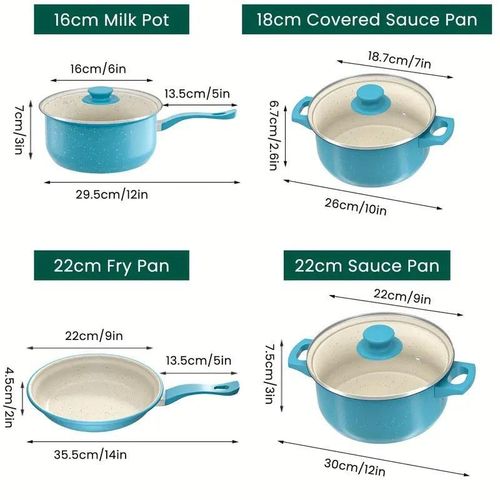 13-Piece Black Nonstick Cookware Set - Lightweight Stainless Steel Pots and Pans with Glass Lids