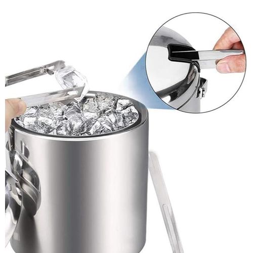 3L Ice Bucket with Tongs And Lid 304 Stainless Steel Bucket for Wet Bar,