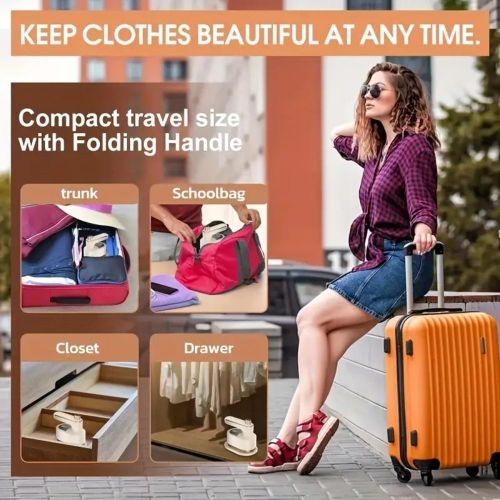 addigoes Portable Mini Iron &amp; Steamer: 2-in-1 All-in-One Garment Wrinkle Eraser for Travel &amp; Home Use（White）