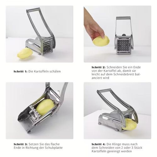Beqqk 4in1 Vegetable Cutter, French Fries Cutter, Stainless Steel Fruit Cutter, Potato Chipper, Potato Slicer
