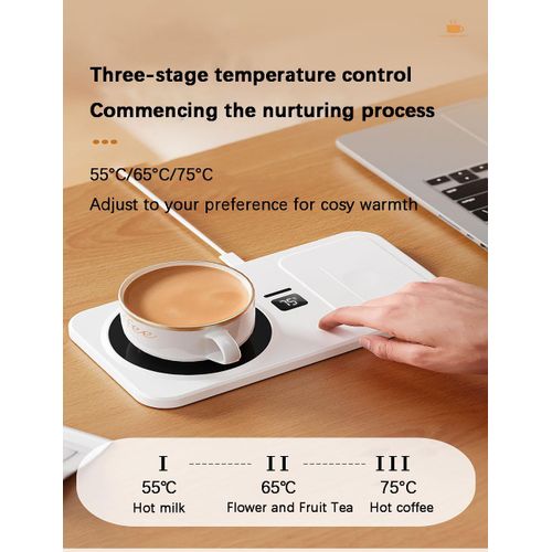 Flushrenic Mug Warmer, 22W Wireless Coffee Cup Heater with Adjustable Settings, Wireless Charging Pad, 3 Temperature Settings, 8-Hour Auto Shut-Off, Power Indicator Light and Wireless Charging Function Coffee/Tea Cup Warmer, Suitable for Home