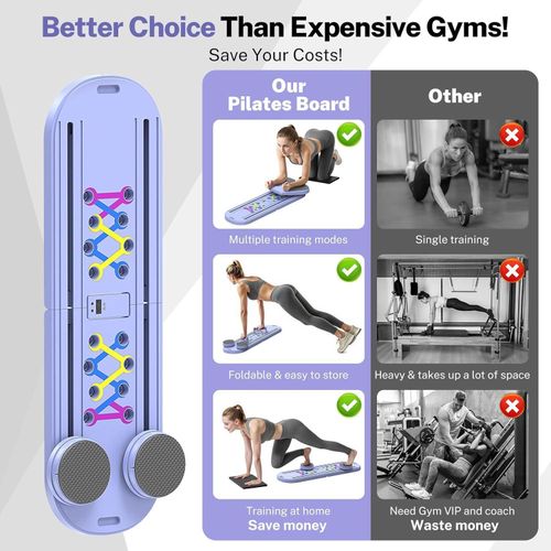 TodyJeyHo Pilates Board, Foldable Pilates Reformer Equipment with Timer, 7-in-1 Multi-Purpose Portable Pilates Reformer Machine Home Pilates Kit for Home Workout, Fitness, Exercise, Abs, Core Equipment