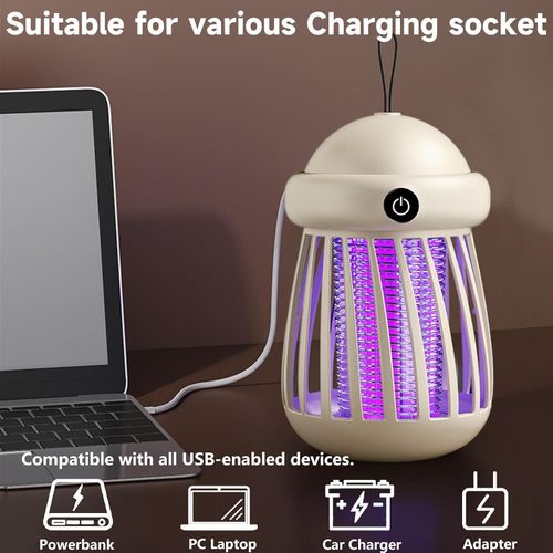 Bug Zapper, Electric Mosquito Zapper with Wall-mounted Hook and USB Rechargeable
