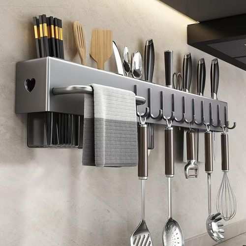 60CM k-n-ife rack with rod, chopstick storage rack, wall-mounted cutlery rack