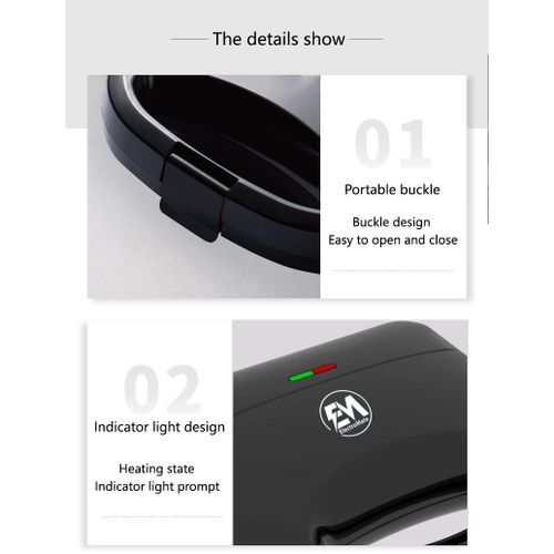 Em ElectroMate Sandwich Maker Toaster 2-Slice Non-Stick 750W Black SM01 (1YR WRTY)