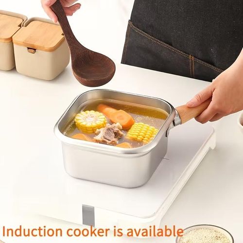 Set of 3 Stainless Steel Deep Fryers, Featuring a Japanese Square Pot Suitable for Milk, Noodles, And Tempura, with a Large Capacity, Designed for Home Stovetops And Portable for Outdoor Cooking