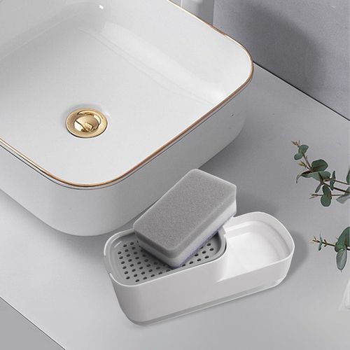 Effortless For Kitchen Cleanup 2 in 1 Soap Dispenser and Sponge Holder for Easy Access (White)