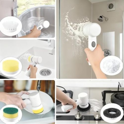5 in1 Multifunction USB Rechargeable Spin Scrubber,Electric Cleaning Brush  With 5 Replaceable Brush Heads,For Bathroom, Shower, Tub, Kitchen Floor
