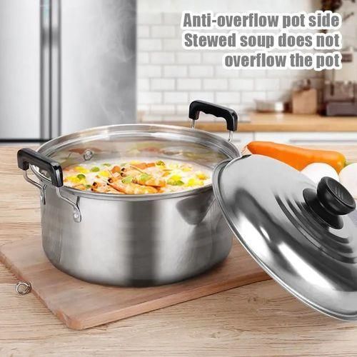 5-Piece Stainless Steel Cookware Set, Kitchen Cookware Set with Lids and Scald-Proof Handles, Suitable for All Stove Types Induction, Gas