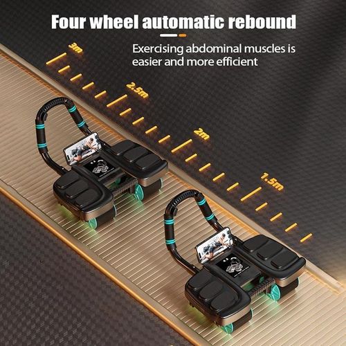 Ab Wheel Roller with Elbow Support - Automatic Rebound Abdominal Wheel Roller, The Upgraded Four-wheel Abdominal Wheel Core Workout Equipment Home Gym Abs Machine(Orange)