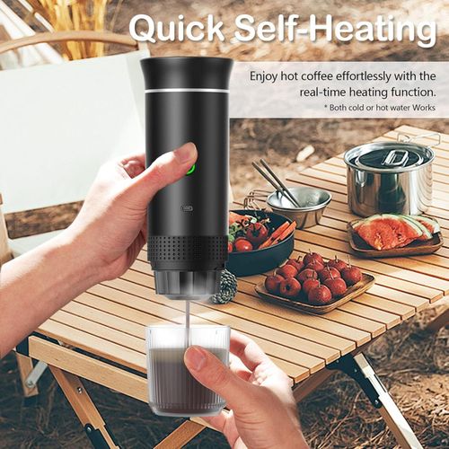 TodyJeyHo Machine Portable Expresso 3-en-1, Mini cafetière pour voyage, cafetière auto auto-chauffante avec USB-C, petite Machine Expresso