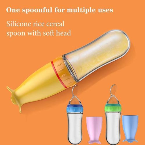 Squeezing Feeding Bottle Silicone Newborn Baby Training Rice Cereal Food Spoon Supplement Feeder Safe Useful Tableware for Kids