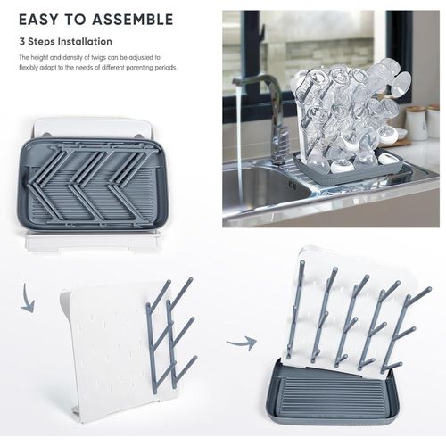 Baby Bottle Drain Rack--Gray