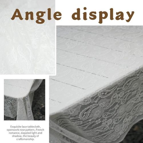 White lace tablecloth rectangle 150×300 cm, covering tea tablecloth flower embroidered lace tablecloth, elegant rectangle covering long retro embroidered reception tablecloth decoration