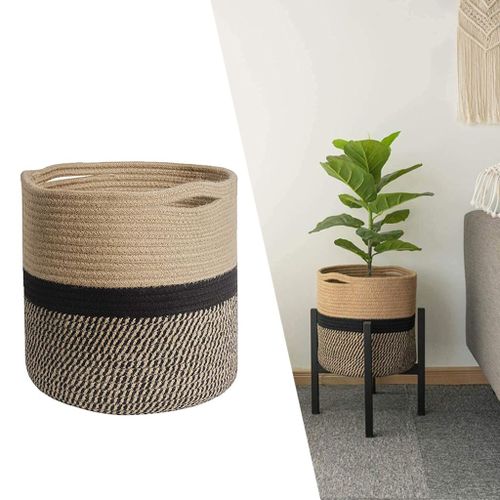 Storage Basket Flower Pot Cover Modern Home Decor Black