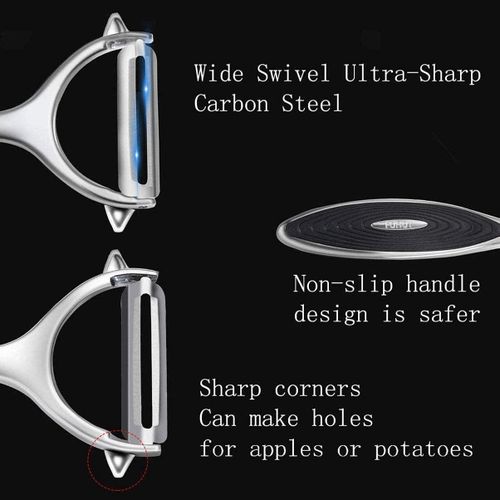 2 Pack Vegetable &amp; Potato Peelers | Y &amp; I Shape | Stainless Steel Blades | Ergonomic Non-Slip Handle | Dishwasher Safe | Fruit &amp; Veggie Peeler Set