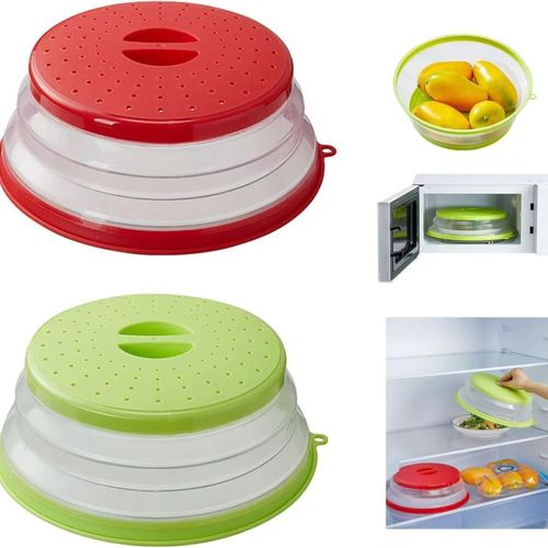 Microwave Splatter Cover for Food, Collapsible &amp; Vented Silicone Splatter Guard Lid - Microwave Plat, Dish Cover with Handle - BPA-Free Kitchen Gadget for Meal Prep,Medium Size