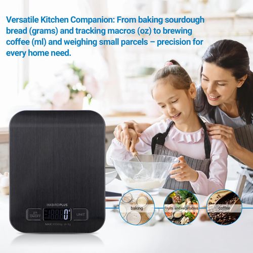 Inkbird Food Scale Digital Kitchen Scale Stainless Steel Platform Backlit LCD