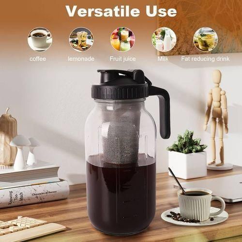 64 oz Cold Brew Coffee Maker, Mason Jar Cold Water Coffee Maker with Filter and Cleaning Brush