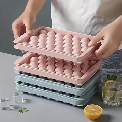 33 Grids Ice Cube Trays, Round Diamond Silicone Molds, Food-Grade Plastic Refrigerator Storage Boxes, Food Safety Contact-Kitchen Tool Accessories Molds