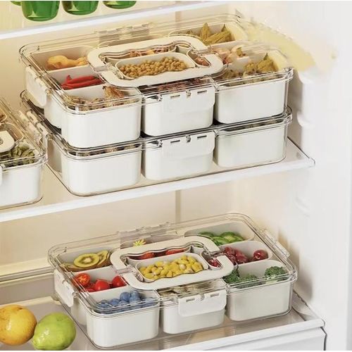 Sealed snack container with 9 compartments for kitchen refrigerator storage