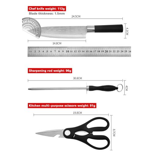 Kitchen Knife 5-piece Set - Damascus Laser Pattern Stainless Steel Knife