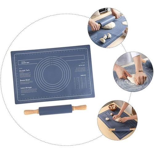 3-piece food grade silicone rolling pin set - blue