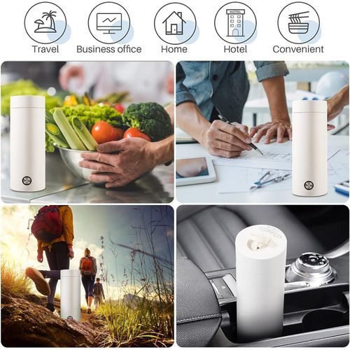 TIMBUTUS Portable Travel Electric Kettle 400ml – Stainless Steel Water Boiler with Boil-Dry Protection &amp; Leak-Proof Lid