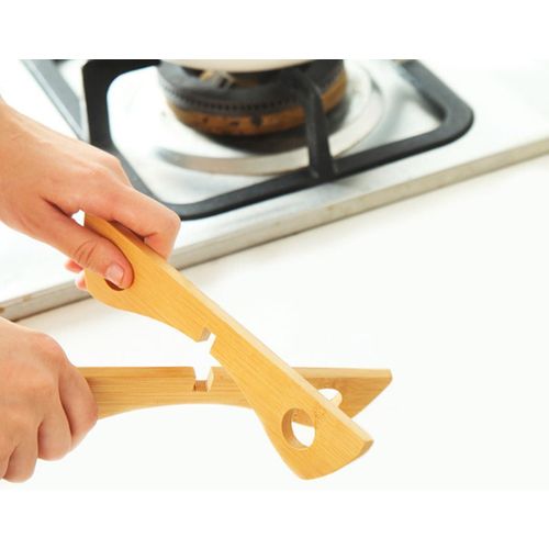 2 Pack Bamboo Trivet Pot Holder - Detachable Heat Insulation Stand for Wok, Frying Pan, Dutch Oven - Reversible Cooling Rack for Hot Pans - Heat Resistant for Countertop, Camping, Outdoor
