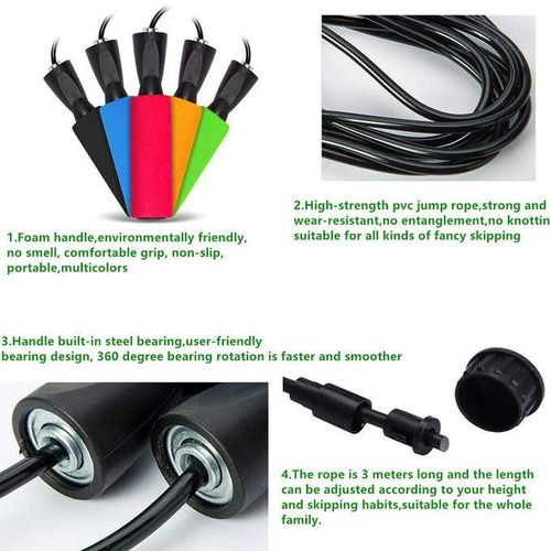 KipFit Black Light Skipping Rope For Fitness &amp; Workout